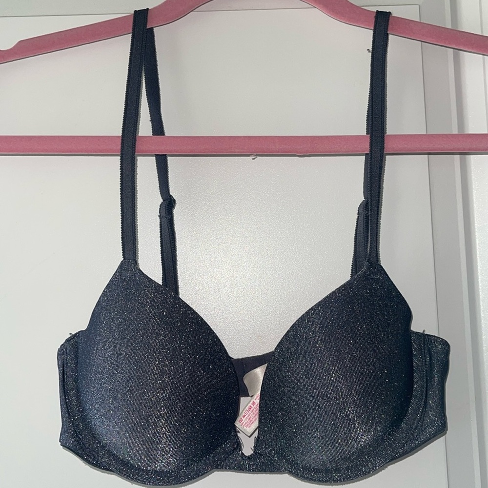 PINK Victoria’s Secret gray sparkle wear everywhere Demi bra 32A